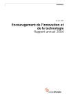 Encouragement de l’innovation et de la technologie. Rapport annuel 2004