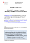 Call 2023 for Research Proposals: Enabling an efficient transport system