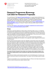 Research Programme Bioenergy – Call 2024 for Research Proposals