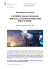 Call 2026 for Research Proposals: Efficient, accessible and affordable future mobility