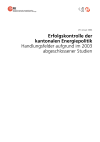 Erfolgskontrolle der kantonalen Energiepolitik. Handlungsfelder aufgrund im 2003 abgeschlossener Studien