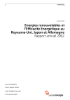 Energies renouvelables et l’Efficacité Energétique au Royaume-Uni, Japon et Allemagne. Rapport annuel 2002