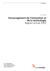 Encouragement de l’innovation et de la technologie. Rapport annuel 2003