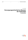 Versorgungssicherheit im Bereich der Elektrizität. Vorstudie