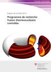 Programme de recherche Fusion thermonucléaire contrôlée - Rapport de synthèse 2015