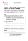 Research Program Energy-Economy-Society Call 2018 for Research Proposals