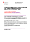 Research Program Energy-Economy-Society Call 2018 for Research Proposals: Addendum / Corrigendum / Q&A